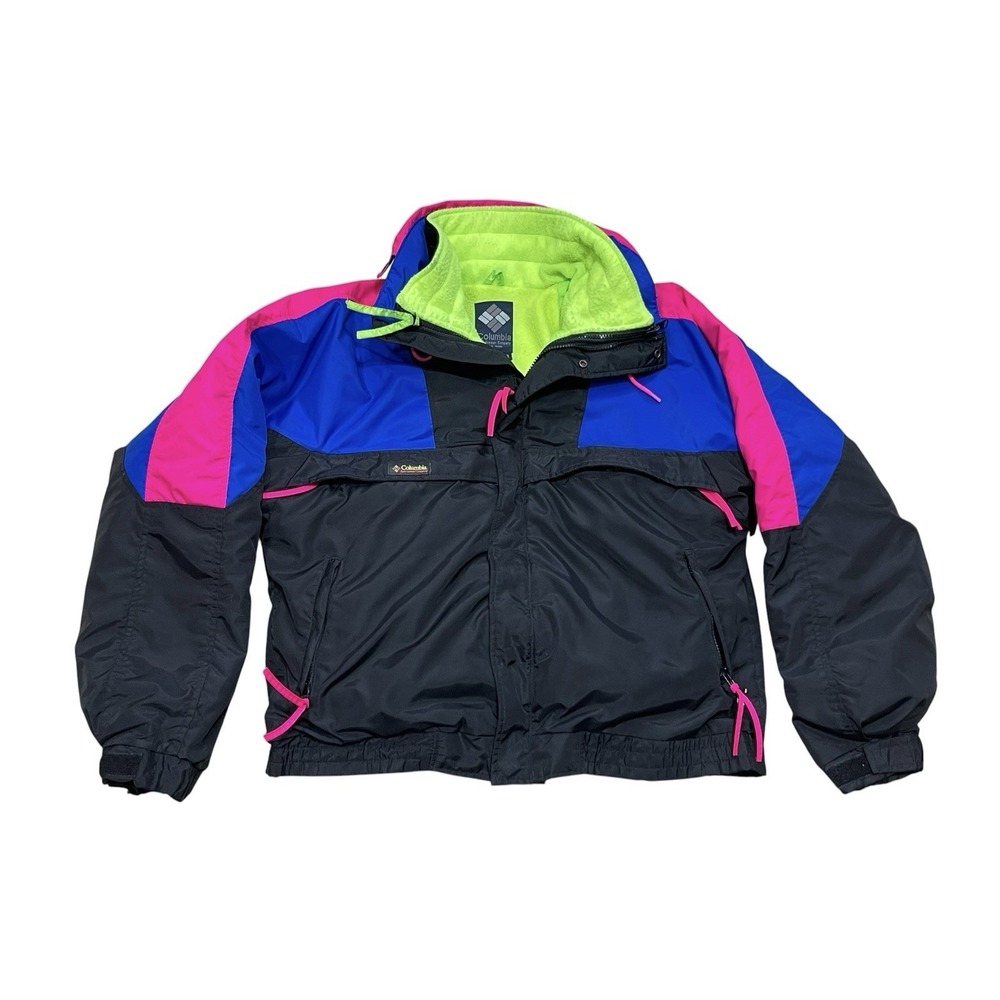 Vintage 90s Colorblock Columbia Ski Jacket Coat Men's Large Neon Winter